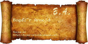 Bogár Arnold névjegykártya